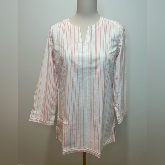 UNTUCKit Tops - UNTUCKit NWT Durfort White with Pink Stripes Tunic Blouse